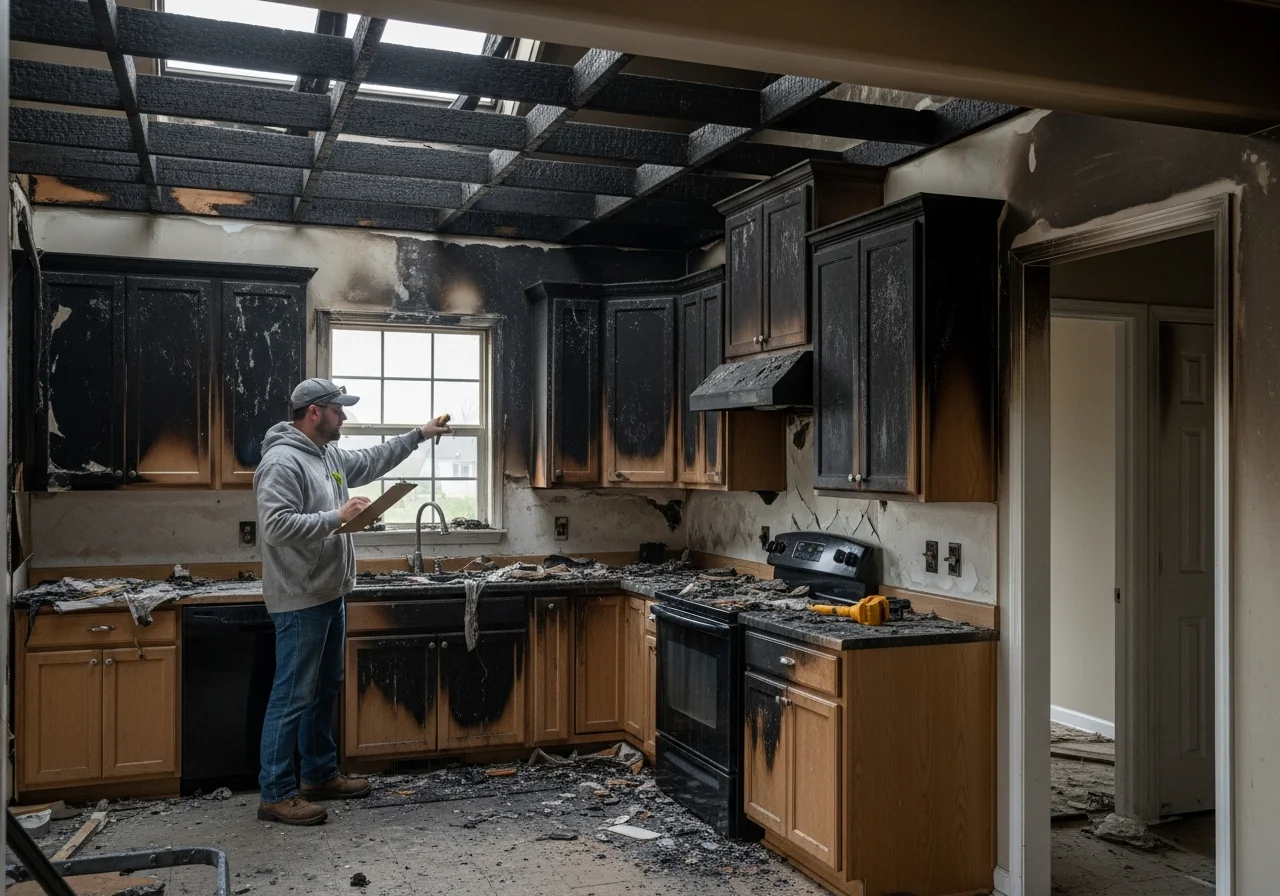 Palm Build fire and smoke damage assessment at a Mooresville NC home near Lake Norman