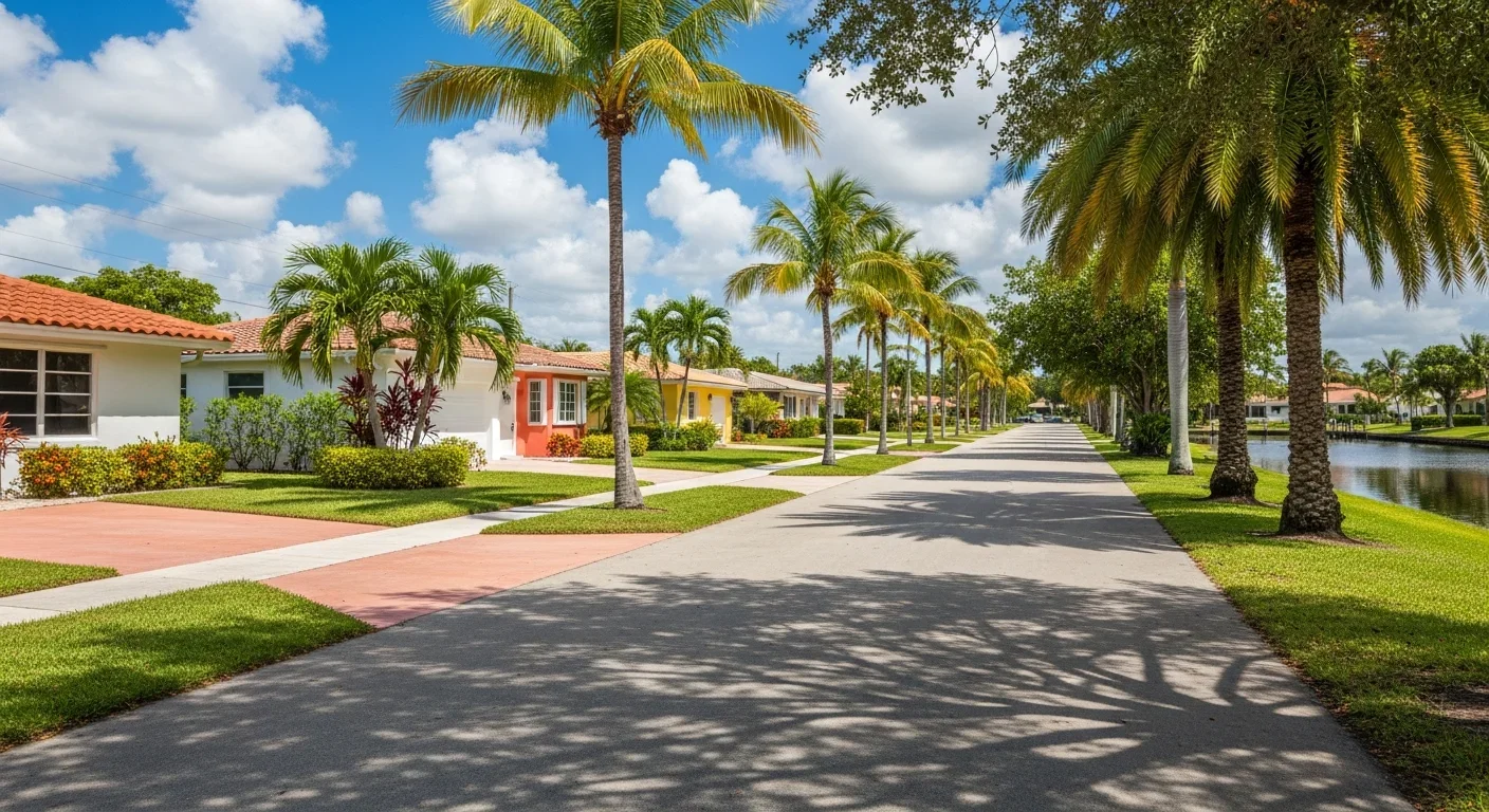 Oakland Park FL residential neighborhood showing typical CBS stucco construction from the 1960s-1970s era