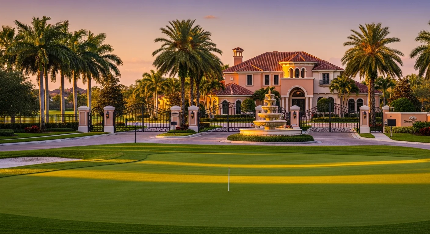 Grand Palms gated golf community in Pembroke Pines Florida with Mediterranean villas