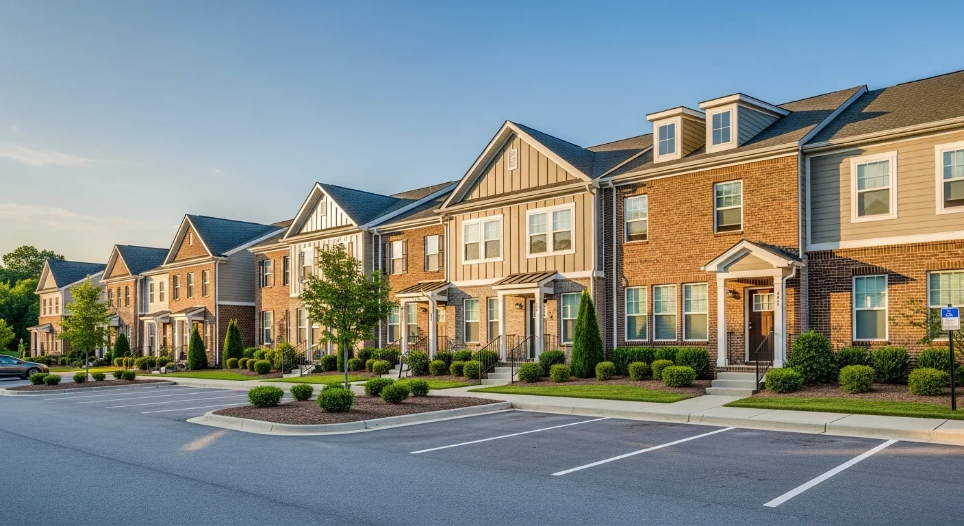 Multi-family townhome community in Pineville NC where Palm Build performed mold remediation following shared-wall moisture event