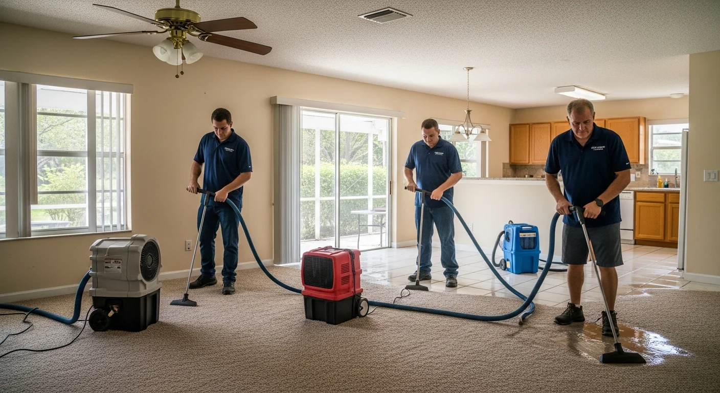Palm Build water extraction team performing emergency water removal in a Plantation FL home