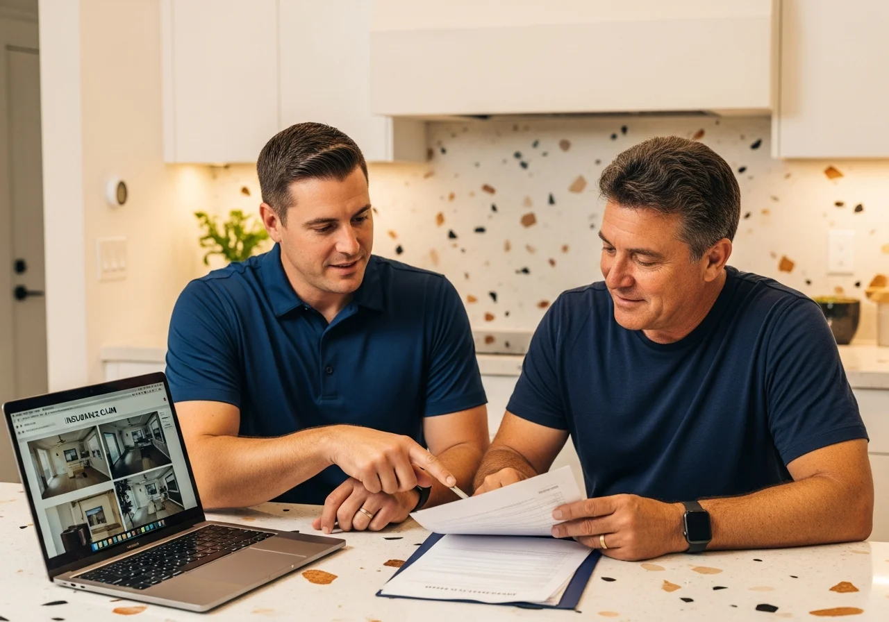 Palm Build team consulting on insurance claims documentation for a Pompano Beach Florida HOA property restoration project