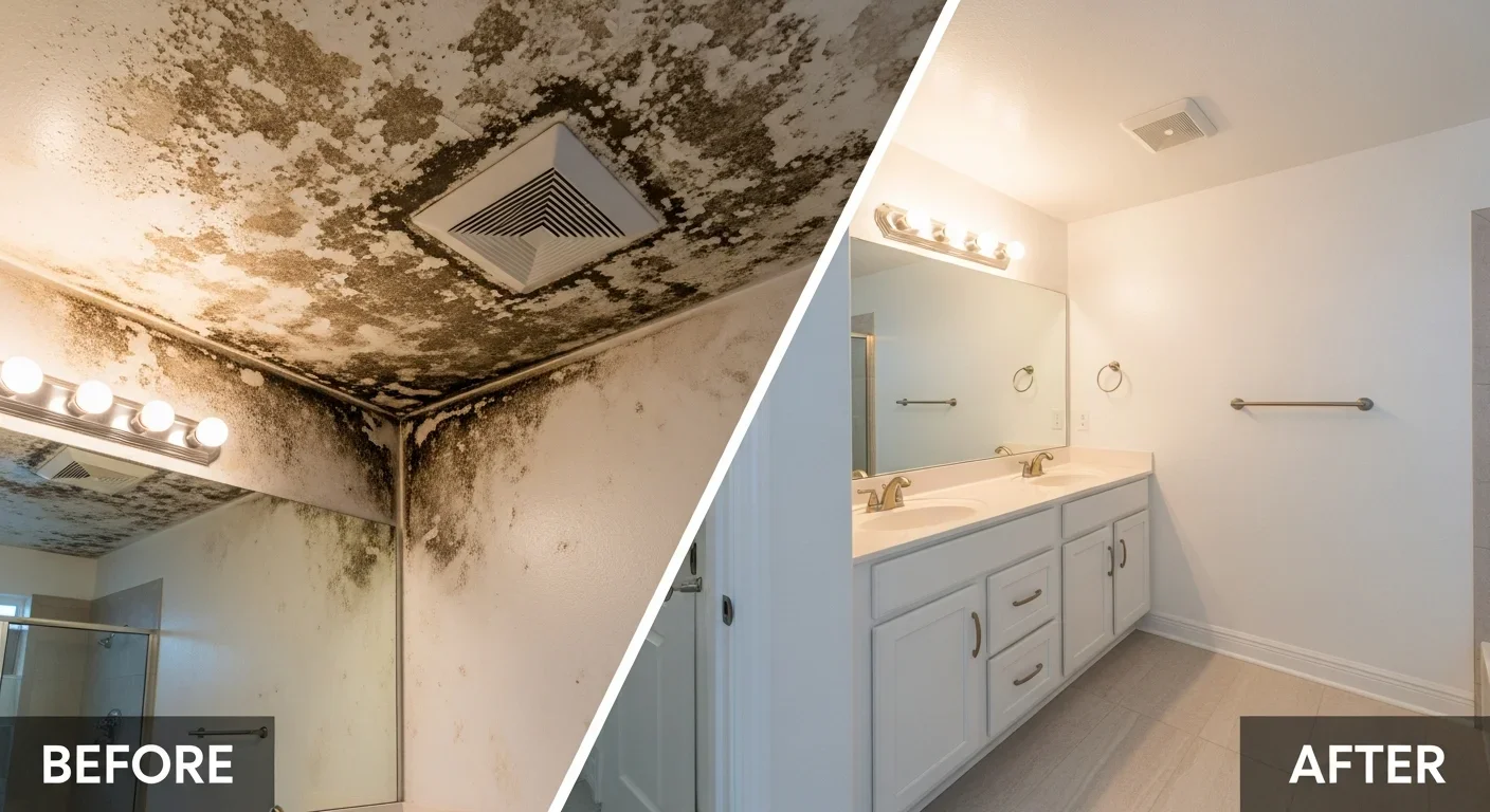 Before and after mold remediation showing clean restored surfaces in Port St. Lucie FL home