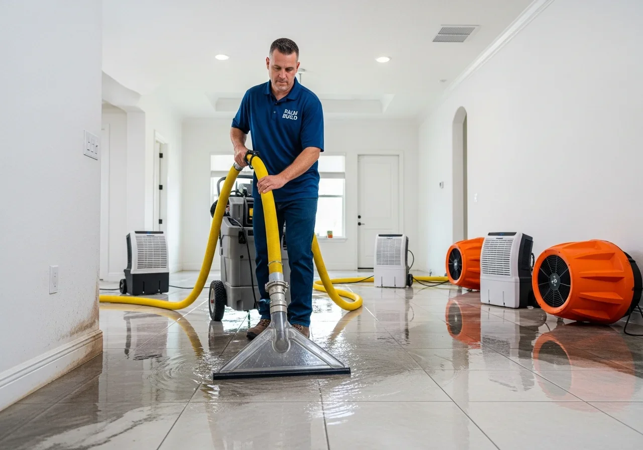 Palm Build restoration team performing water extraction in a Port St. Lucie Florida home