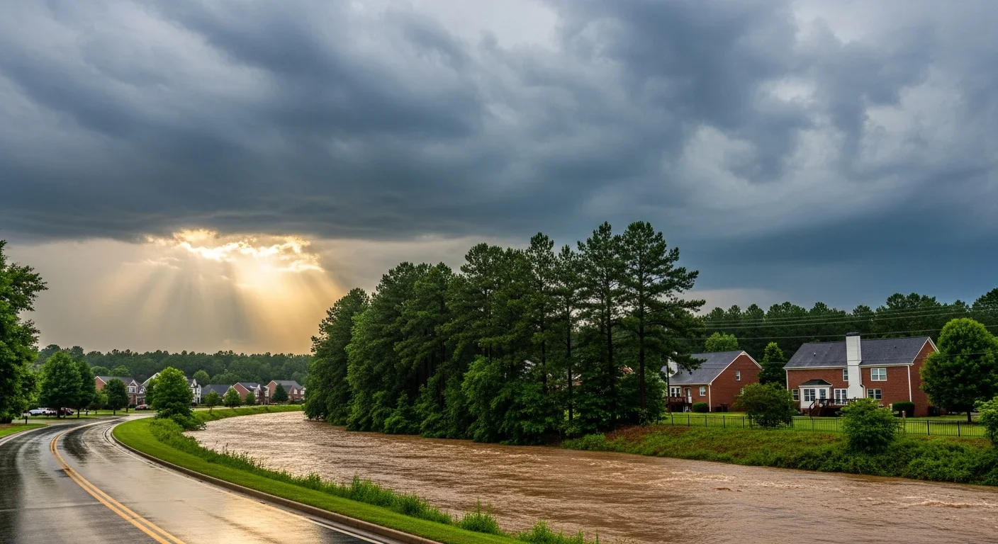 Flooded area along Crabtree Creek in Raleigh NC during severe weather event