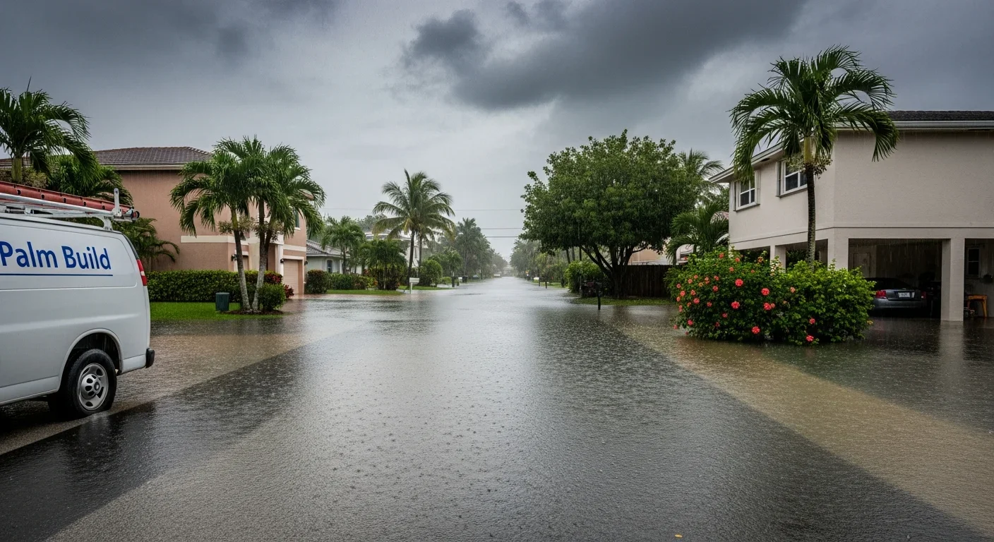 Street flooding in mainland Riviera Beach, FL after heavy rainfall