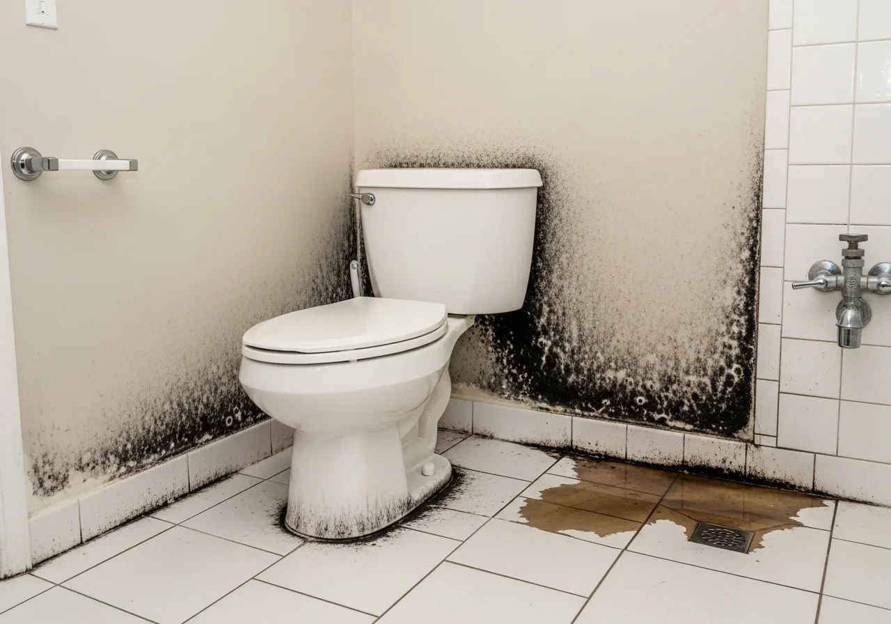 Bathroom mold before professional remediation in Riviera Beach, FL
