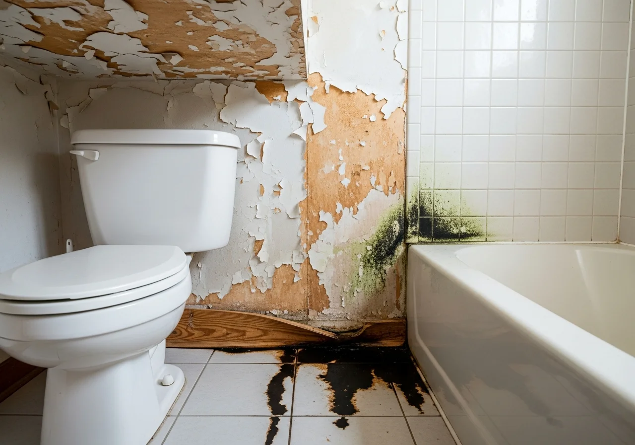 Water damage and mold in a Rock Hill SC residential bathroom