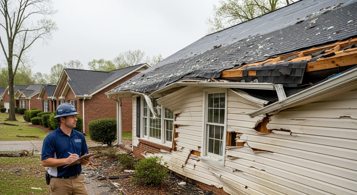 Palm Build inspector documenting hail damage to a Rock Hill SC HOA community roof