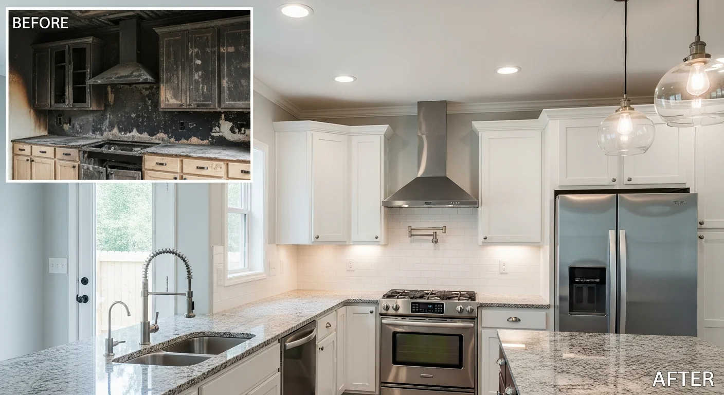 Beautifully restored kitchen in Rock Hill SC after water damage restoration