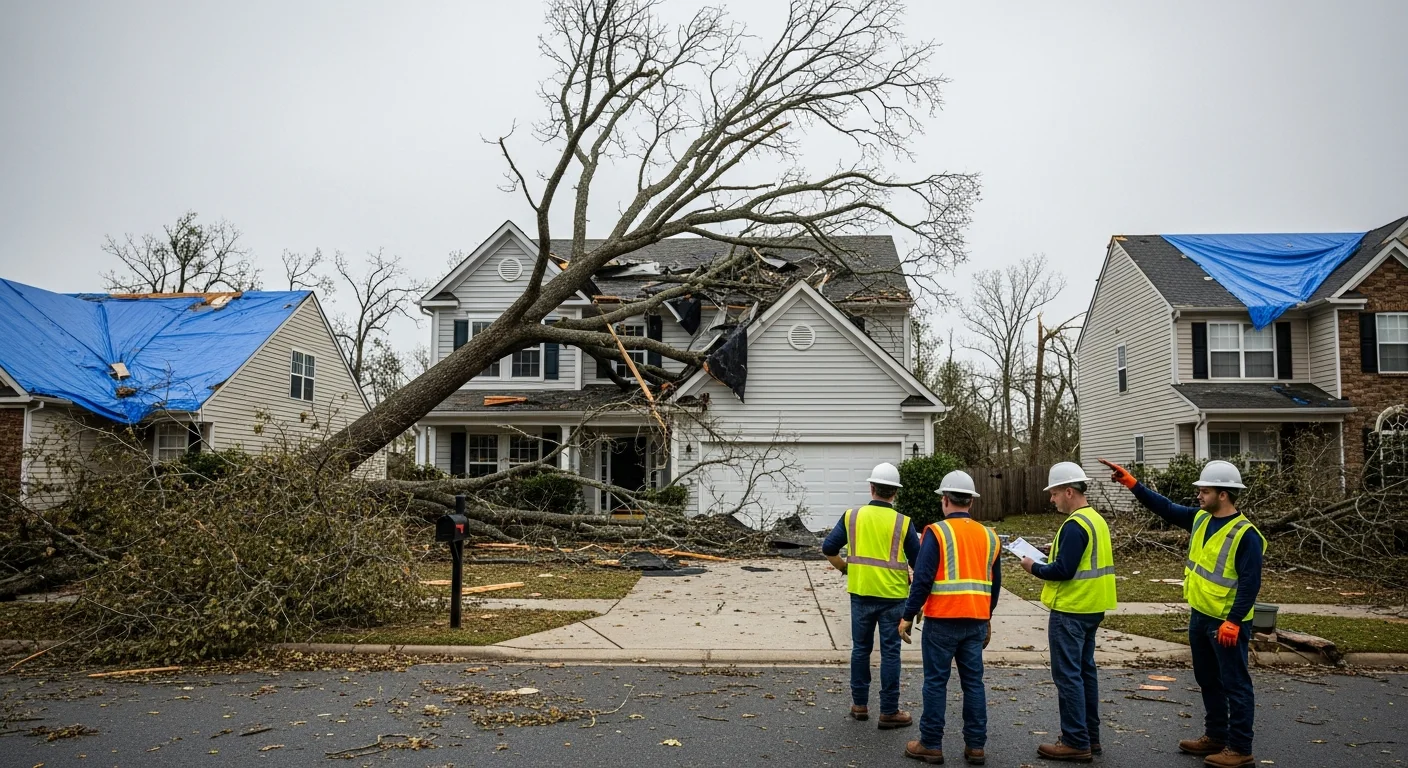 Storm damage tree fall on a Rock Hill SC property showing the scale of catastrophic event restoration needs