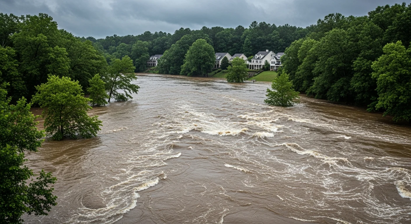 Catawba River near Rock Hill SC during flood conditions from Tropical Storm Helene
