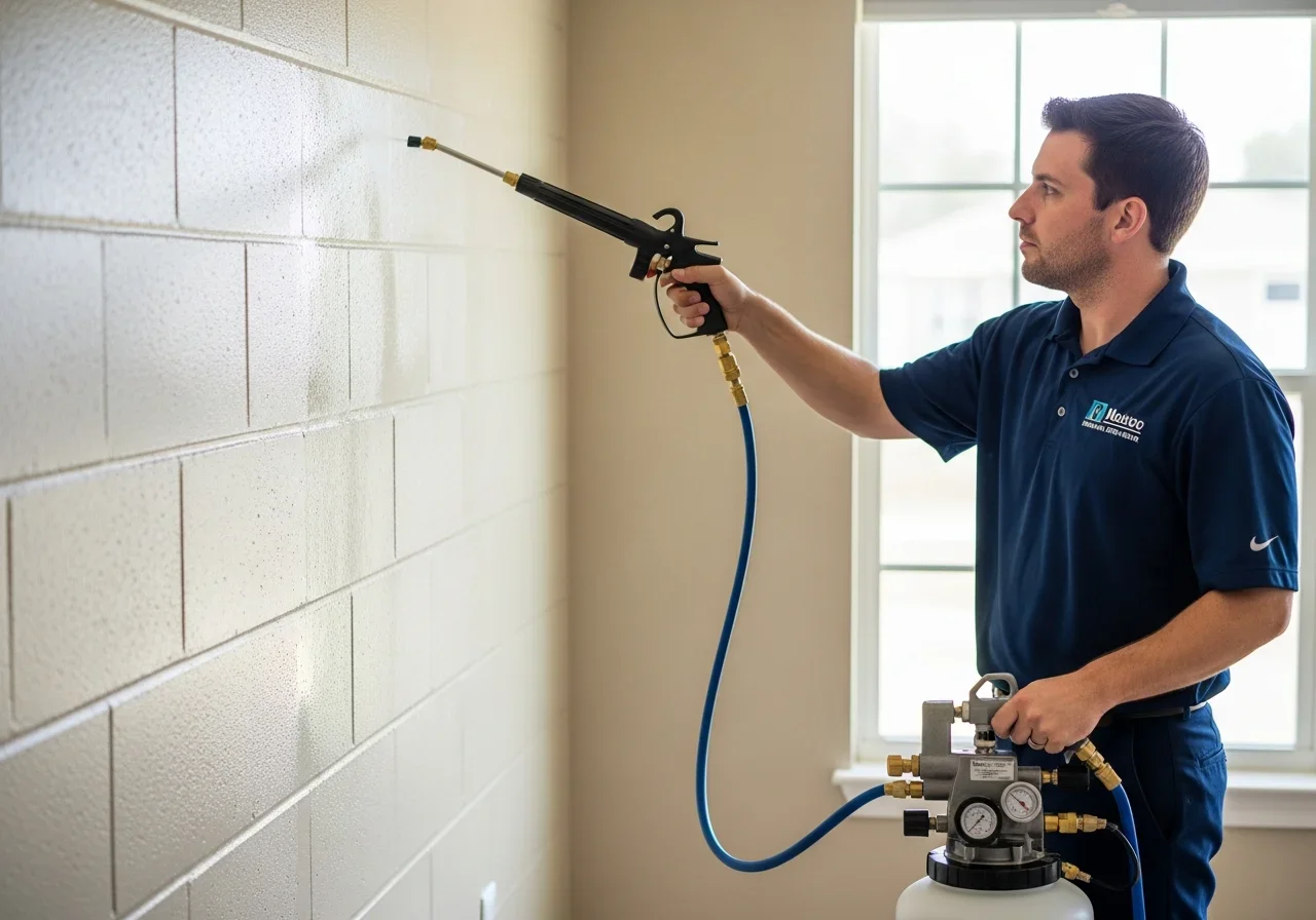 Antimicrobial treatment applied to CBS block-core after mold removal in Royal Palm Beach FL home