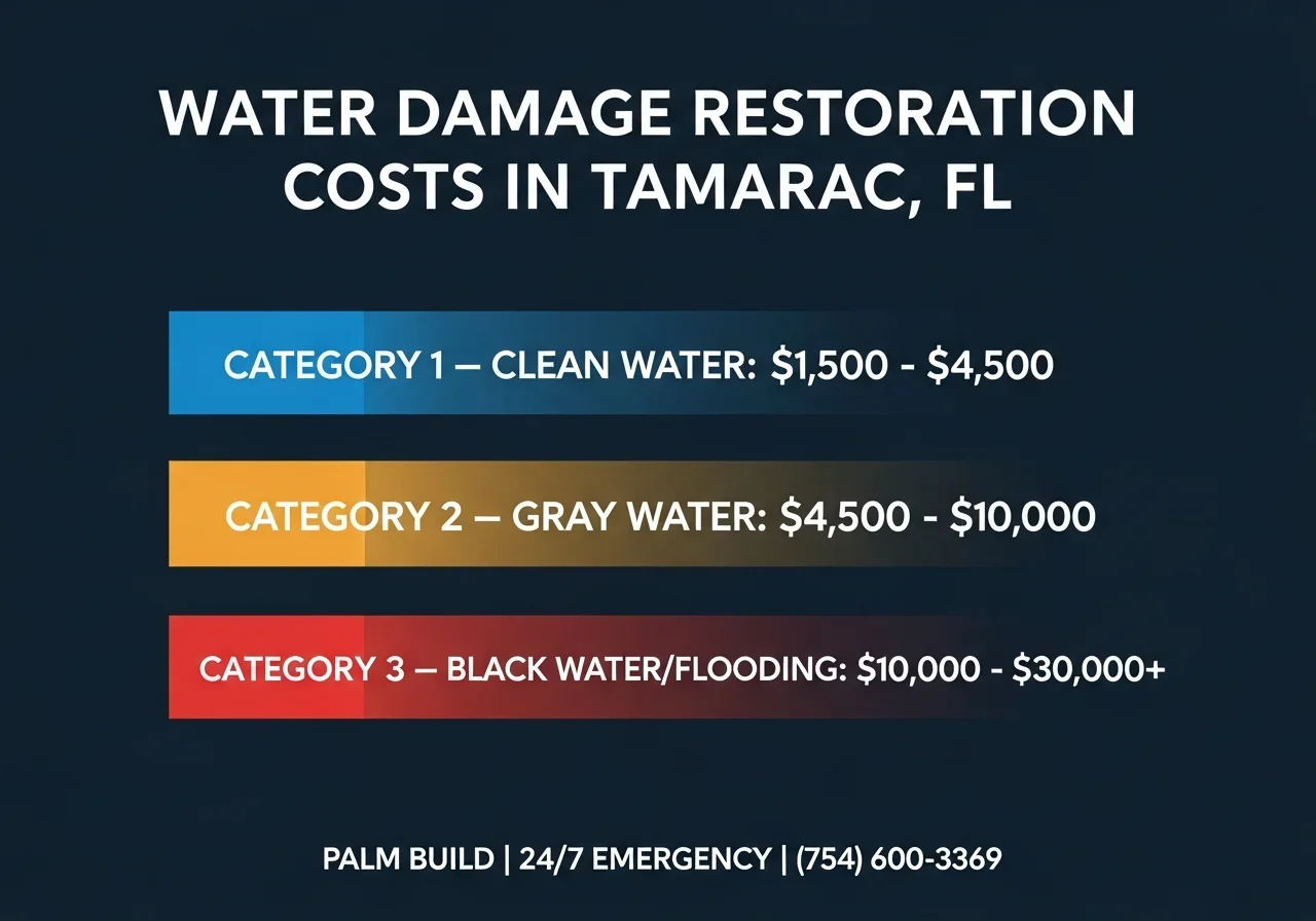 Water damage cost documentation showing extent of damage in a Tamarac FL home requiring insurance claim at Kings Point