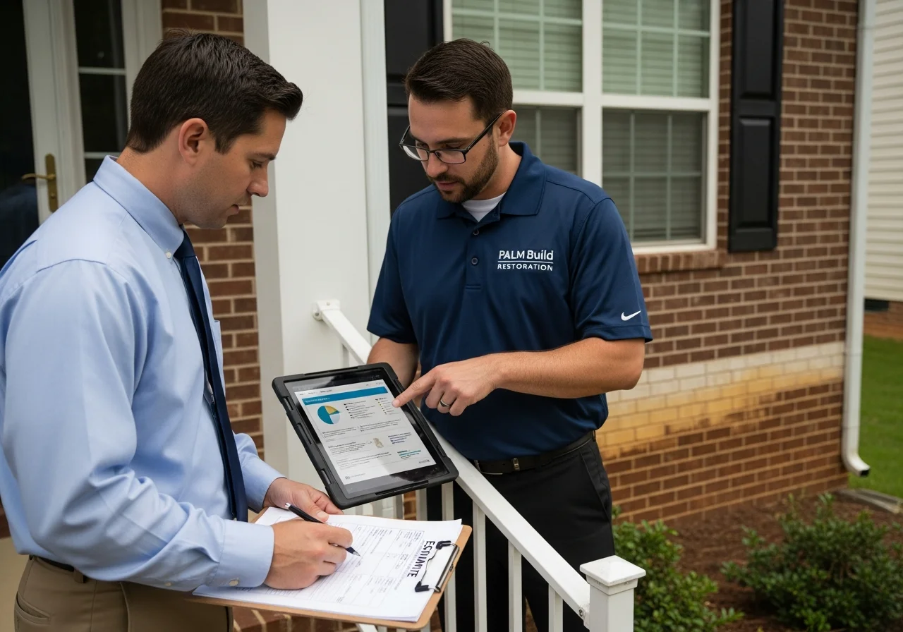 Professional insurance documentation process showing moisture mapping and Xactimate report preparation for a Tega Cay SC restoration claim on the Lake Wylie peninsula