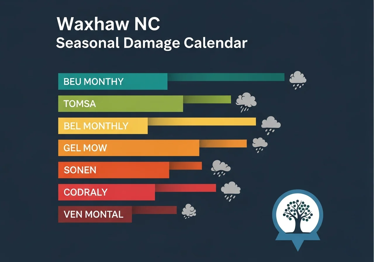 Waxhaw NC seasonal water damage risk calendar showing month-by-month damage patterns