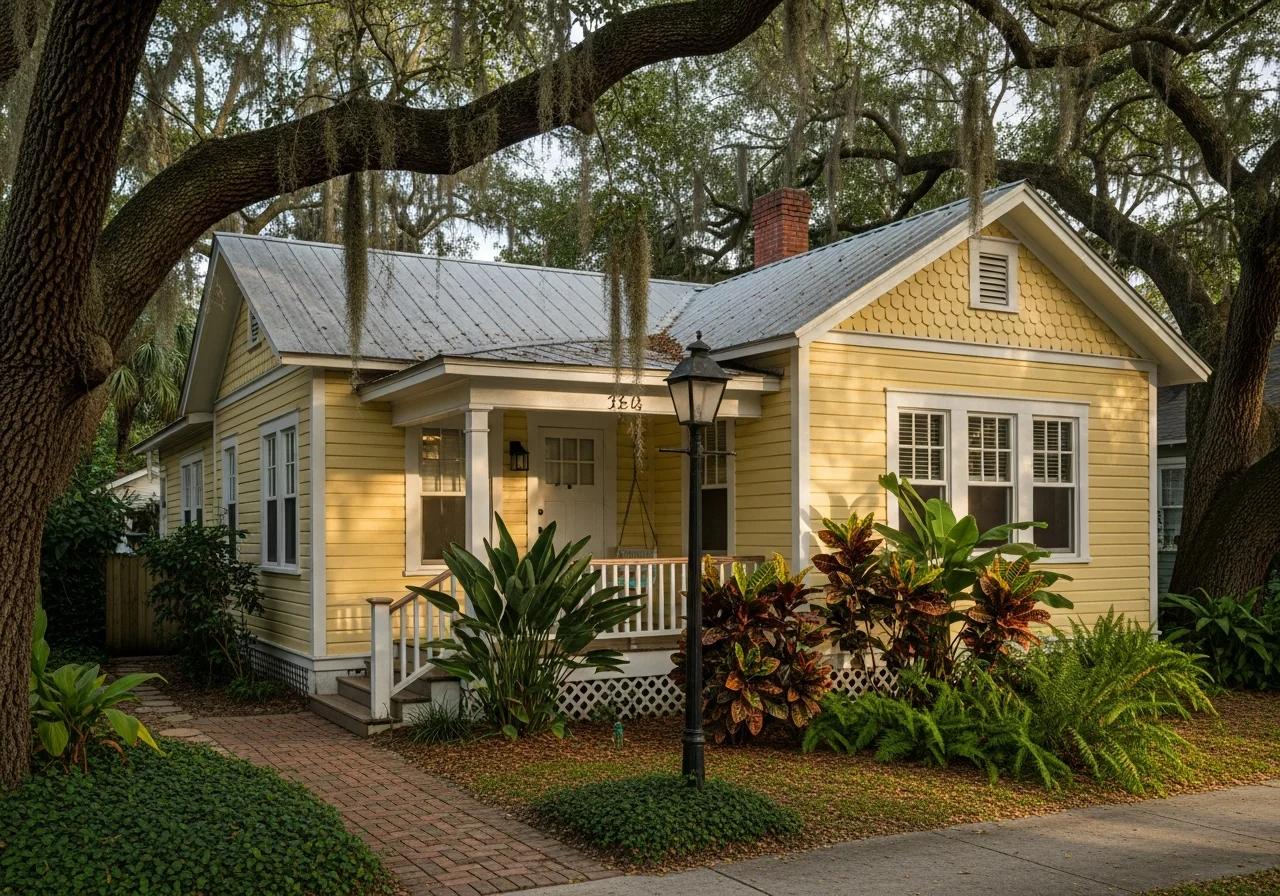 Restored 1920s wood-frame bungalow in Flamingo Park neighborhood of West Palm Beach FL with period-appropriate details