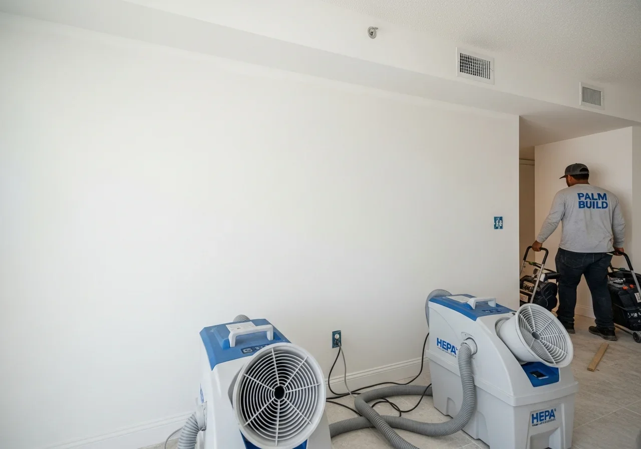 Clean restored wall and ceiling after professional mold remediation in Wilton Manors Florida condo unit