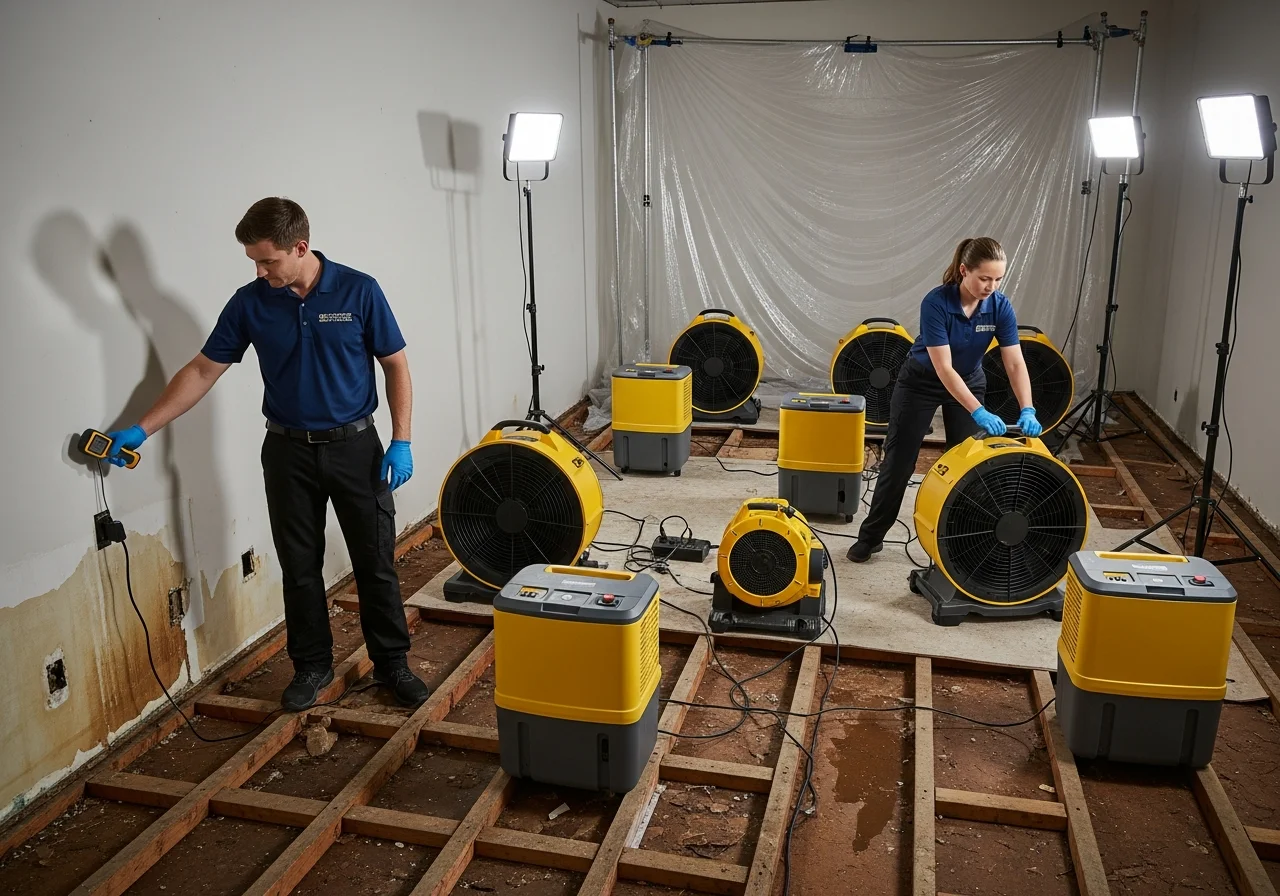 Commercial drying equipment deployed in a York SC home with daily logging for insurance claim records