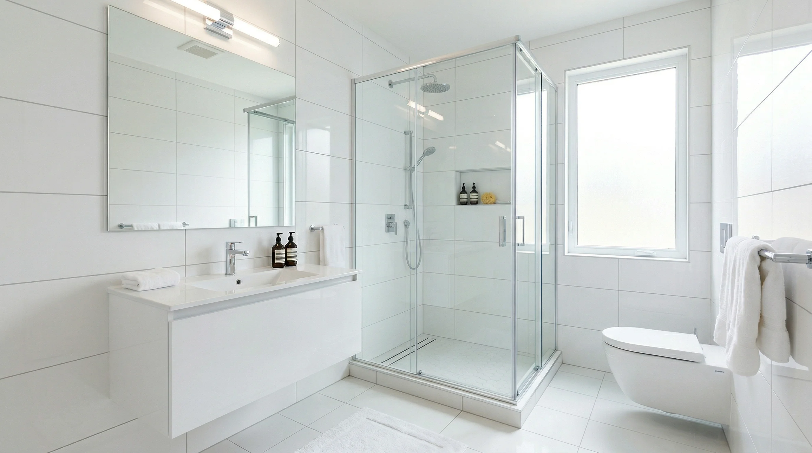 Clean bathroom after mold remediation and restoration completion