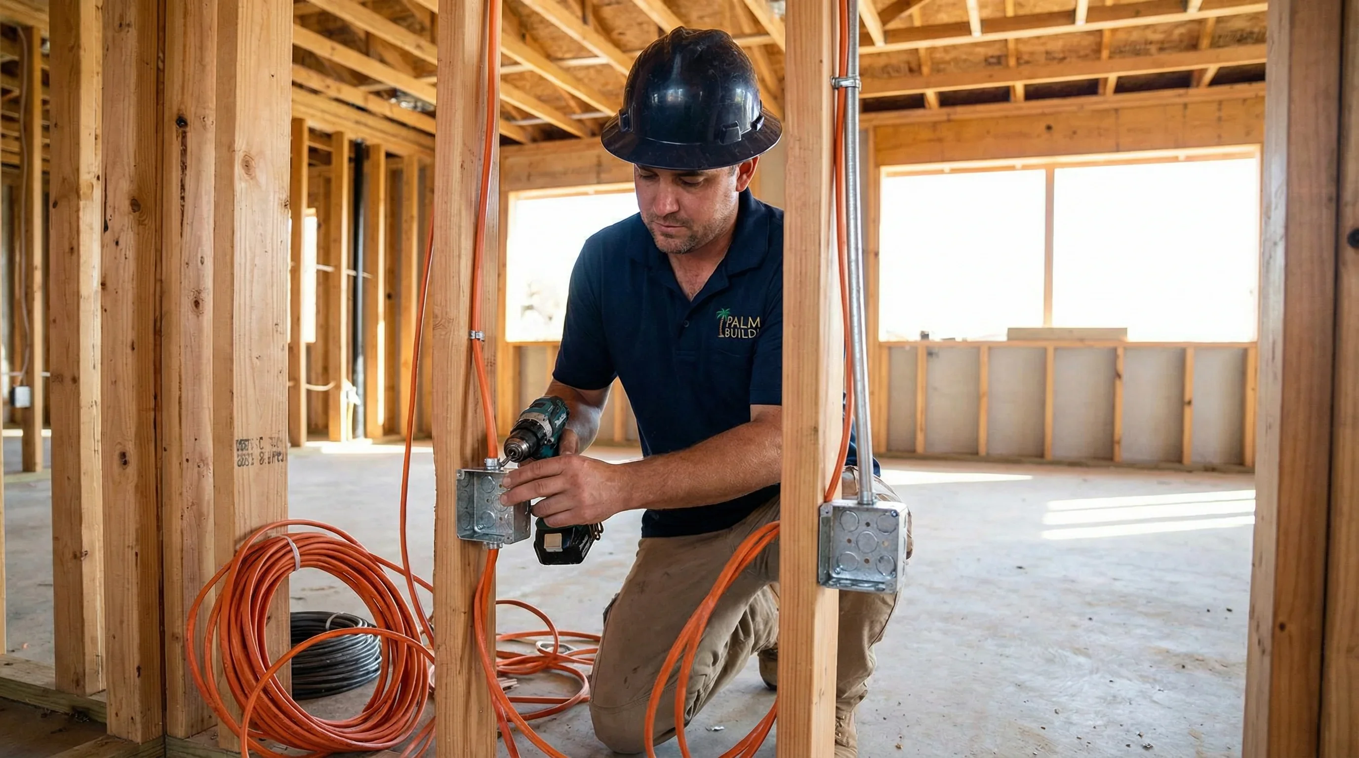 Electrical systems installation during reconstruction rough-in phase