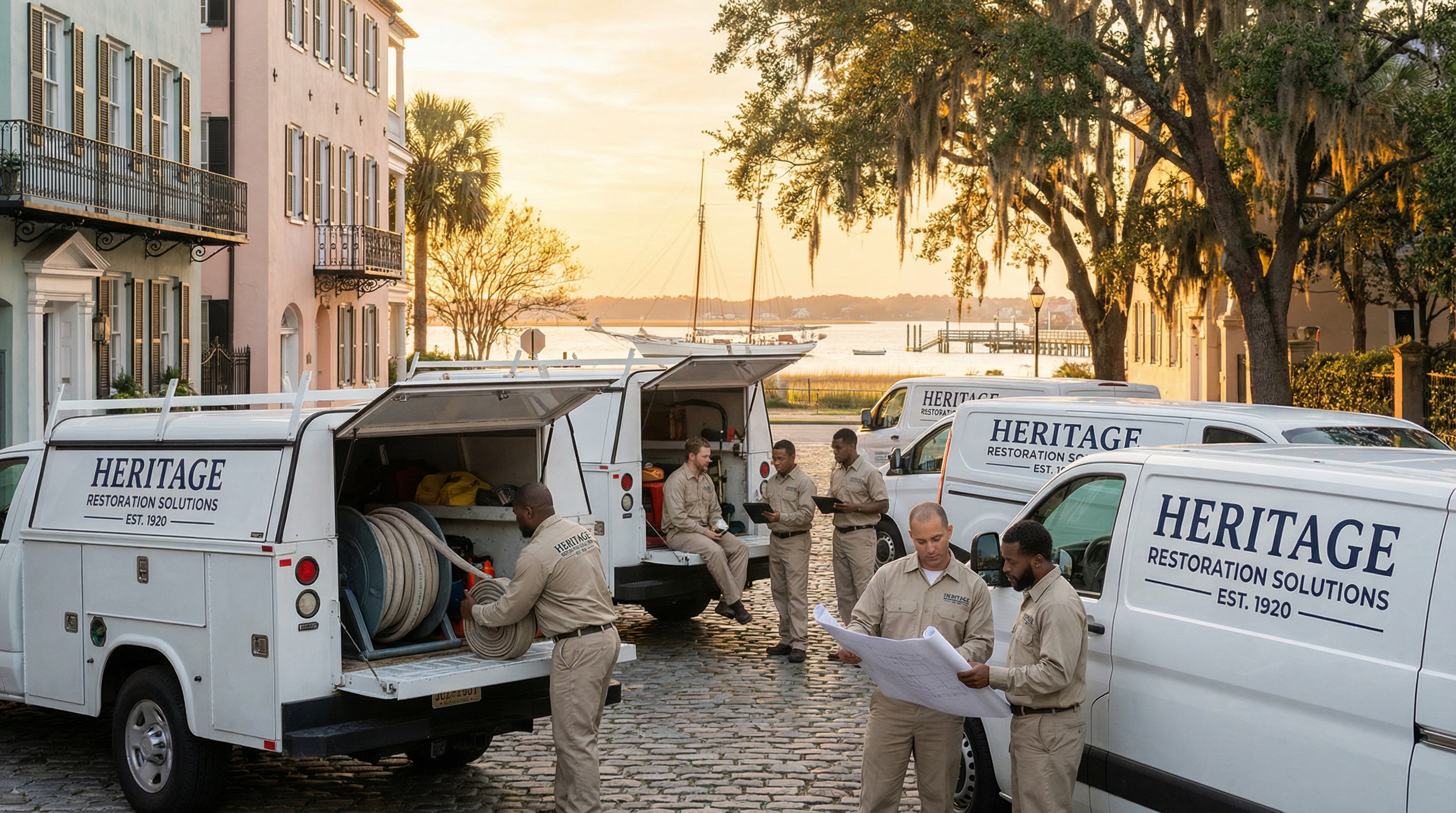 Palm Build restoration crew arriving in Charleston, South Carolina for emergency property restoration