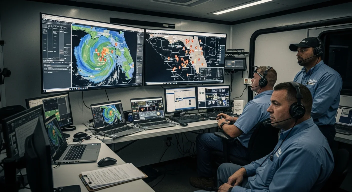 Palm Build CAT response command center coordinating storm dispatch across Florida and the Carolinas