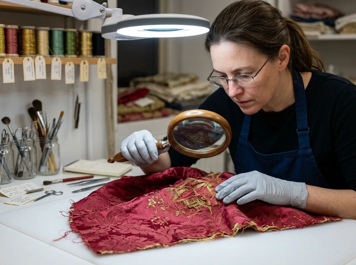 Close-up inspection of specialty textile fibers