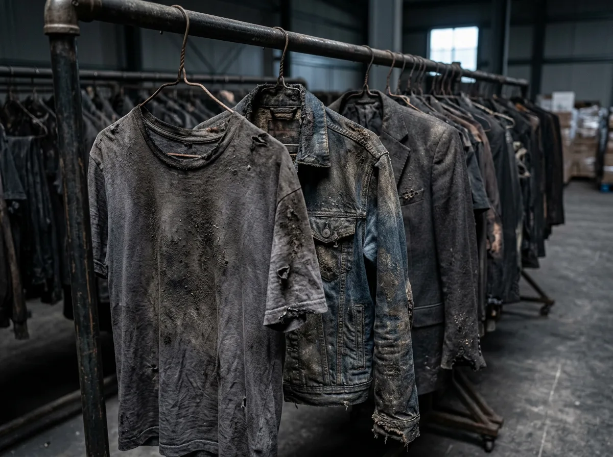 Smoke-damaged clothing before restoration