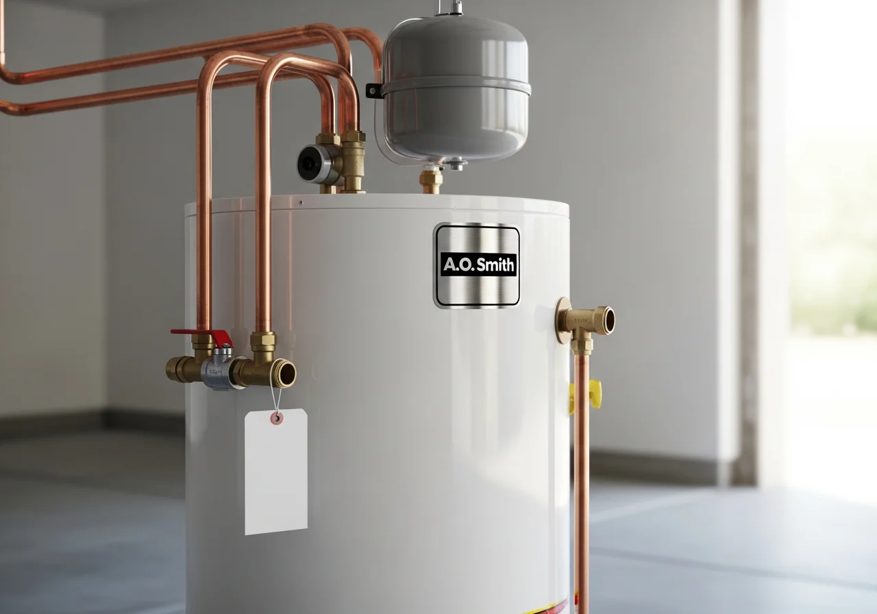 A.O. Smith water heater detail installed by Bergeron Plumbing