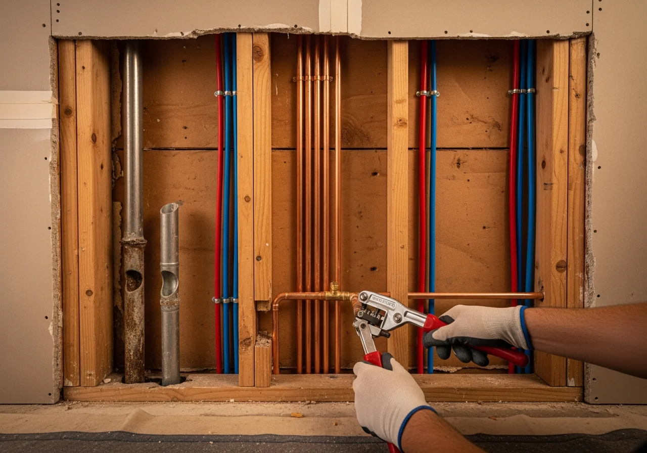 Copperhead Plumbing whole-house copper repipe in progress in a Palm Beach County home