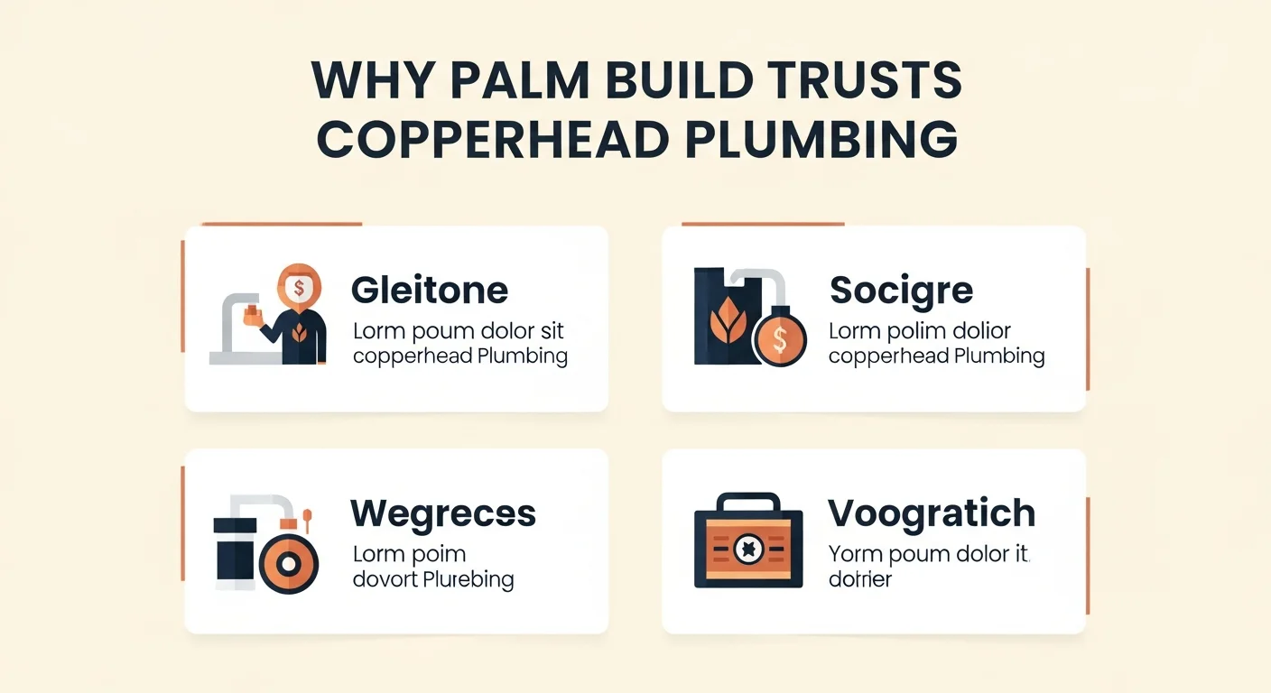 Why Palm Build trusts Copperhead Plumbing — Florida CFC1431257, veteran-owned, 5.0 stars across 600+ reviews, 24/7 emergency dispatch