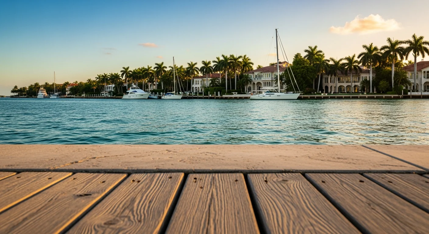 Intracoastal Waterway in West Palm Beach with Palm Beach island visible across the water