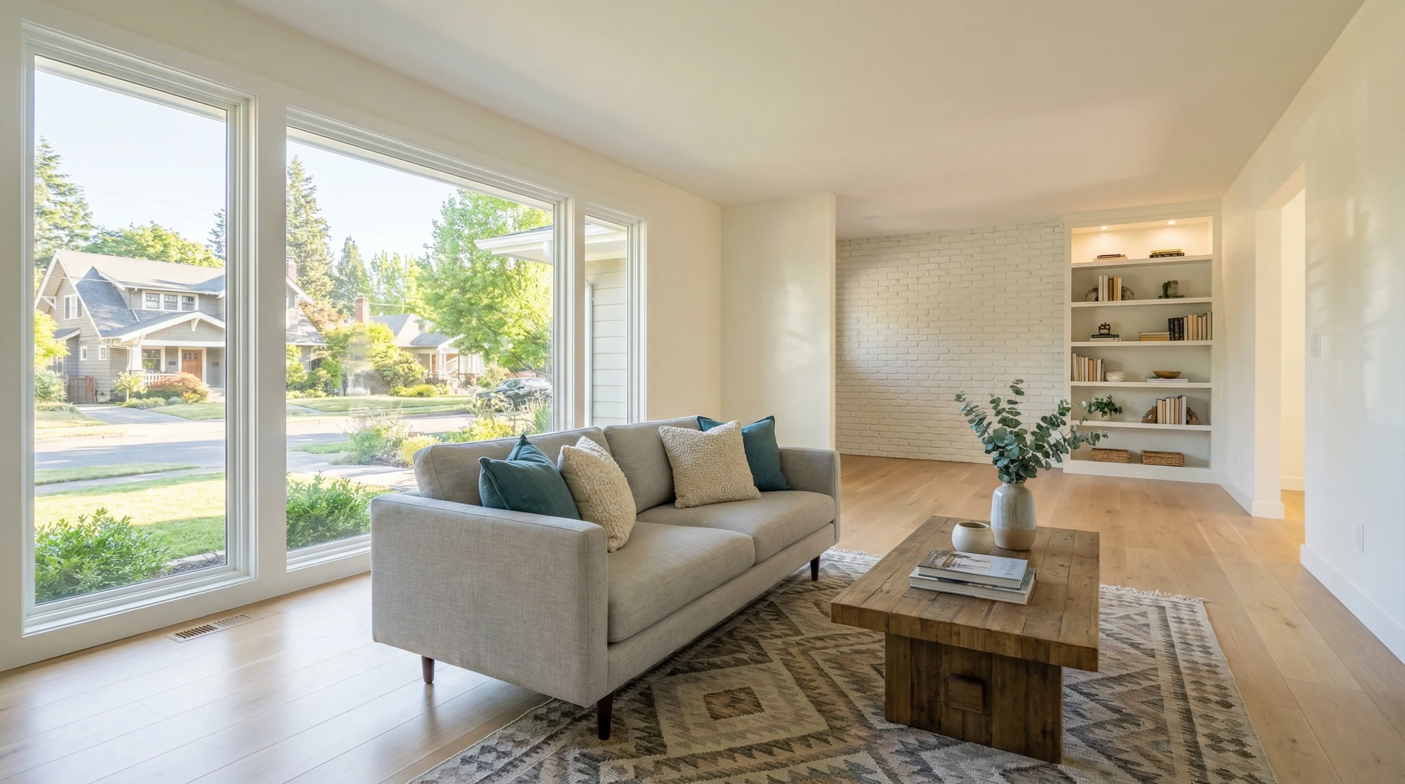 Completed living room after successful structural drying and restoration